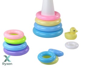 Piramidka Kaczuszka Układanka 12 Kółek 39cm x 17,5cm x 17,5cm LEAN TOYS