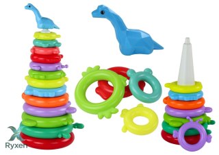 Piramidka Żyrafa Układanka 13 Kółek Kolorowa 43cm x 18cm x 18cm LEAN TOYS