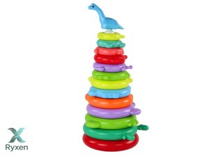 Piramidka Żyrafa Układanka 13 Kółek Kolorowa 43cm x 18cm x 18cm LEAN TOYS