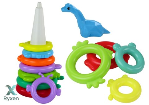 Piramidka Żyrafa Układanka 13 Kółek Kolorowa 43cm x 18cm x 18cm LEAN TOYS