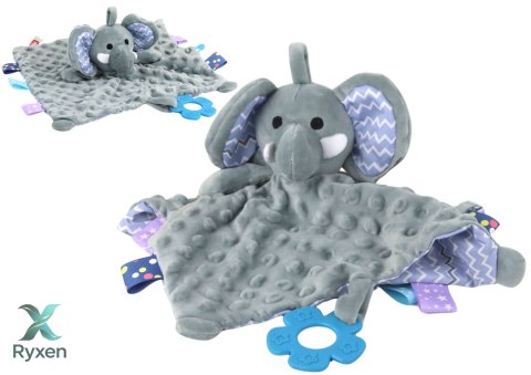 Słonik Pluszowa Przytulanka Kocyk Wypustki Gryzak Grzechotka LEAN TOYS