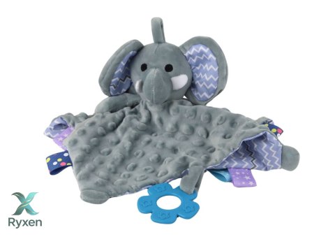Słonik Pluszowa Przytulanka Kocyk Wypustki Gryzak Grzechotka LEAN TOYS