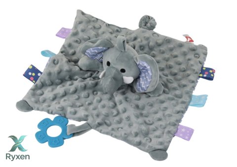Słonik Pluszowa Przytulanka Kocyk Wypustki Gryzak Grzechotka LEAN TOYS