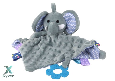 Słonik Pluszowa Przytulanka Kocyk Wypustki Gryzak Grzechotka LEAN TOYS