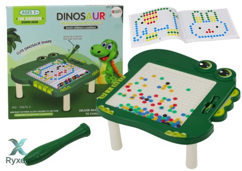Stolik Tablica Magnetyczna Edukacyjna Dinozaur Pad Układanka Zielona LEAN TOYS