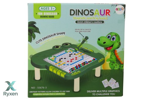 Stolik Tablica Magnetyczna Edukacyjna Dinozaur Pad Układanka Zielona LEAN TOYS