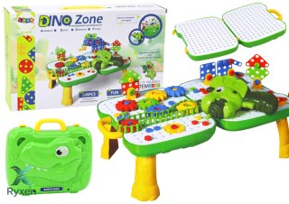 Stolik Walizka Zestaw DIY Układanka Klocki Dinozaur Wkrętarka 249 ele. LEAN TOYS