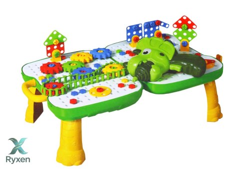 Stolik Walizka Zestaw DIY Układanka Klocki Dinozaur Wkrętarka 249 ele. LEAN TOYS