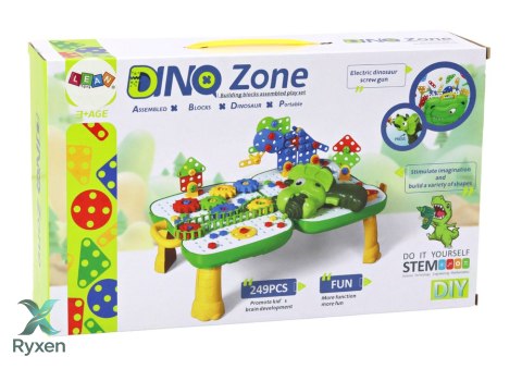 Stolik Walizka Zestaw DIY Układanka Klocki Dinozaur Wkrętarka 249 ele. LEAN TOYS