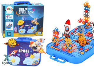 Walizka Zestaw DIY Układanka Klocki Kosmos Wkrętarka 228 ele. LEAN TOYS