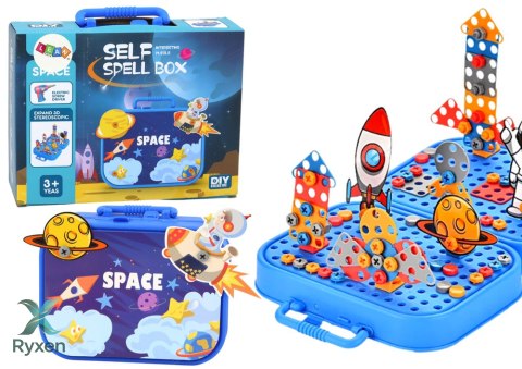Walizka Zestaw DIY Układanka Klocki Kosmos Wkrętarka 228 ele. LEAN TOYS