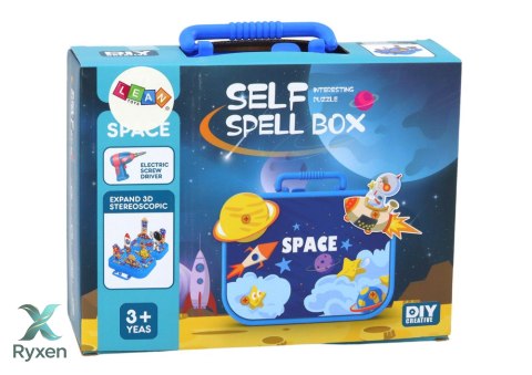 Walizka Zestaw DIY Układanka Klocki Kosmos Wkrętarka 228 ele. LEAN TOYS