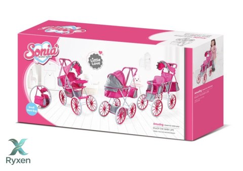 Wózek Dla Lalek Metalowy Torba Duże Koła Różowy LEAN TOYS