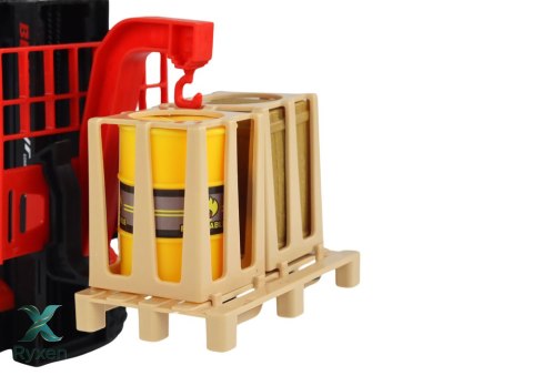 Wózek Widłowy 1:16 Ruchome Widły Dźwięki Światła Czerwony LEAN TOYS