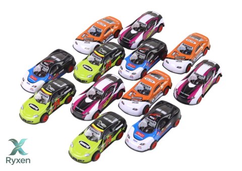 Zestaw Autek Sportowych 1:55 Z Napędem Frykcyjnym 12 Sztuk Kolorowe LEAN TOYS