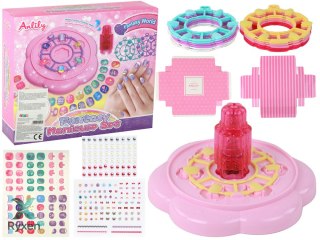 Zestaw Do Paznokci Różowy Tipsy Naklejki Diamenciki LEAN TOYS