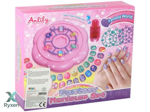 Zestaw Do Paznokci Różowy Tipsy Naklejki Diamenciki LEAN TOYS