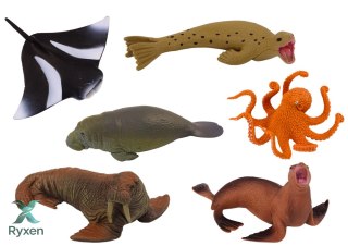 Zestaw Figurek Zwierząt Morskich Mors Foka Ośmiornica 6Szt LEAN TOYS