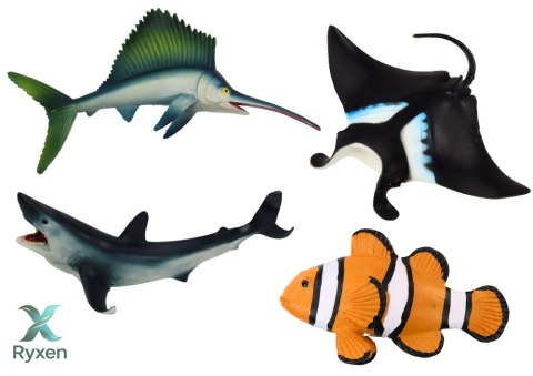Zestaw Figurek Zwierząt Morskich Rekin Delfin Płaszczka 5 Sztuk LEAN TOYS