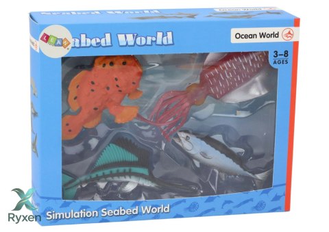 Zestaw Figurek Zwierzęta Morskie Ocean Ryby Kałamarnica 4 Sztuki LEAN TOYS