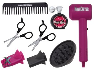 Zestaw Fryzjerski Salon Piękności Fryzjer Suszarka 10 ele. LEAN TOYS