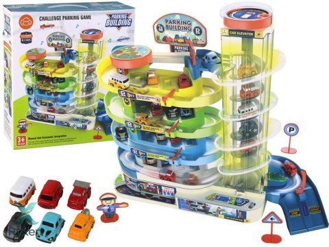 Zestaw Interaktywny Parking Wielopoziomowy Dla Autek Światła Dźwięki LEAN TOYS