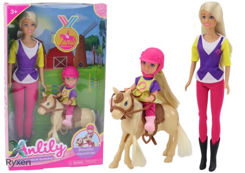 Zestaw Lalka Anlily z Dzieckiem i Kucykiem Stadnina Koni LEAN TOYS