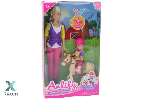 Zestaw Lalka Anlily z Dzieckiem i Kucykiem Stadnina Koni LEAN TOYS