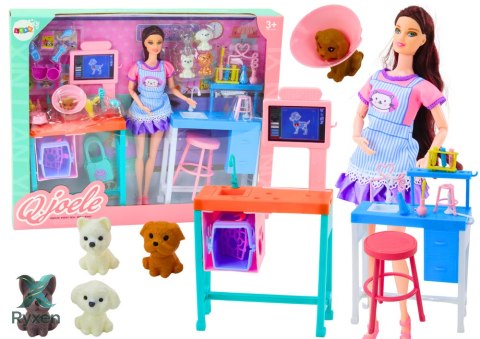 Zestaw Lalka Weterynarz Gabinet Pielęgnacyjny Meble Akcesoria Zwierzaki LEAN TOYS