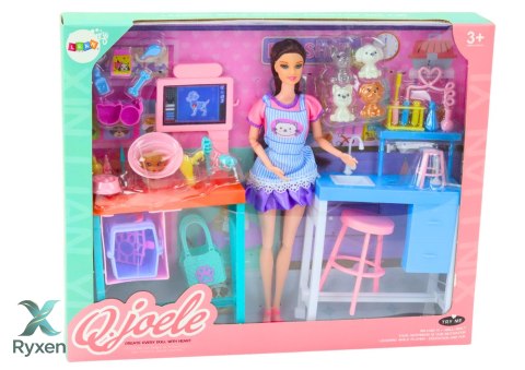 Zestaw Lalka Weterynarz Gabinet Pielęgnacyjny Meble Akcesoria Zwierzaki LEAN TOYS