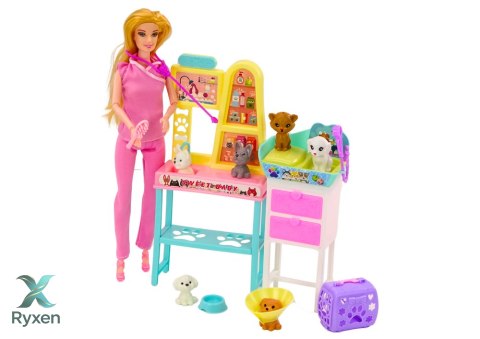 Zestaw Lalka Weterynarz Meble Zabiegowe Akcesoria Zwierzaki LEAN TOYS
