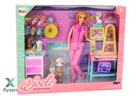 Zestaw Lalka Weterynarz Meble Zabiegowe Akcesoria Zwierzaki LEAN TOYS