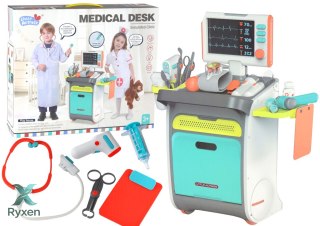 Zestaw Małego Doktora Wózek Lekarski RTG EKG Akcesoria Światła Dźwięk 36el. LEAN TOYS