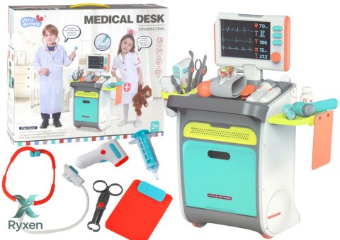 Zestaw Małego Doktora Wózek Lekarski RTG EKG Akcesoria Światła Dźwięk 36el. LEAN TOYS