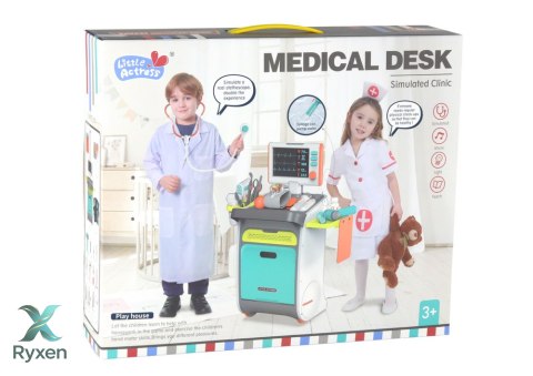 Zestaw Małego Doktora Wózek Lekarski RTG EKG Akcesoria Światła Dźwięk 36el. LEAN TOYS