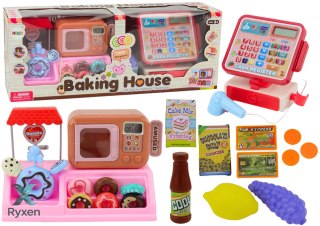 Zestaw Sklep Z Pączkami Cukiernia Kasa Fiskalna Mikrofala LEAN TOYS