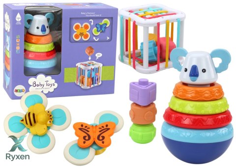 Zestaw Zabawek Sensorycznych Wieża Koala Kostka Edukacyjna Spinnery LEAN TOYS