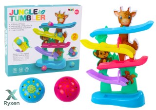 Zjeżdżalnia Dla Kulek Żyrafa Małpka Dźwięki Kolorowa LEAN TOYS