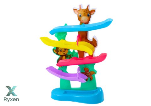 Zjeżdżalnia Dla Kulek Żyrafa Małpka Dźwięki Kolorowa LEAN TOYS