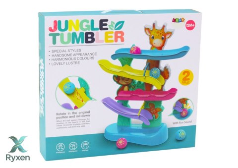 Zjeżdżalnia Dla Kulek Żyrafa Małpka Dźwięki Kolorowa LEAN TOYS