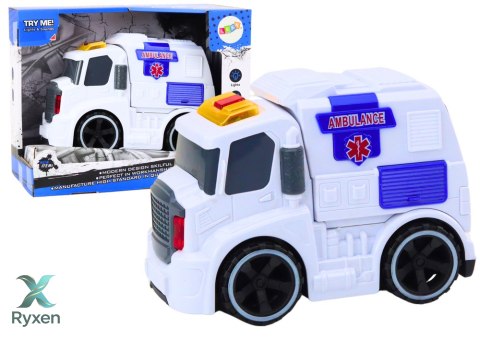 Ambulans Karetka Dźwięki Światła Napęd Auto Samochód Pogotowia Biały LEAN TOYS