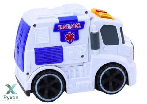Ambulans Karetka Dźwięki Światła Napęd Auto Samochód Pogotowia Biały LEAN TOYS