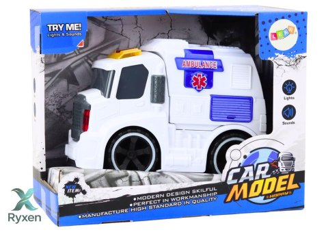 Ambulans Karetka Dźwięki Światła Napęd Auto Samochód Pogotowia Biały LEAN TOYS