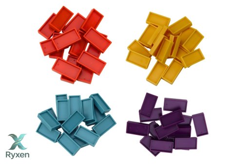Autko Czerwony Dinozaur na Baterie Układające Kolorowe Domino 4 Kolory Klocków LEAN TOYS