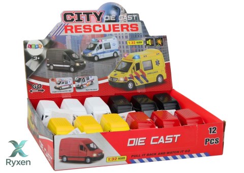 Autko Dostawcze 1:32 Światła Dźwięki Czerwony Czarny Żółty Biały LEAN TOYS