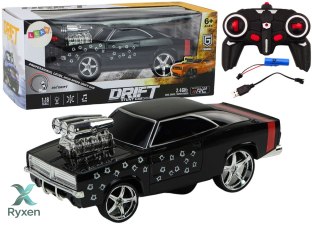 Autko Zdalnie Sterowane 1:18 Drift 360 Światła Dźwięki Czarny LEAN TOYS