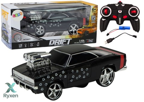 Autko Zdalnie Sterowane 1:18 Drift 360 Światła Dźwięki Czarny LEAN TOYS