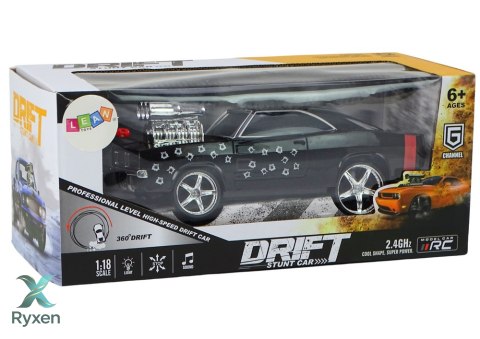 Autko Zdalnie Sterowane 1:18 Drift 360 Światła Dźwięki Czarny LEAN TOYS