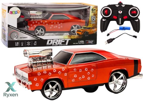 Autko Zdalnie Sterowane 1:18 Drift 360 Światła Dźwięki Czerwony LEAN TOYS
