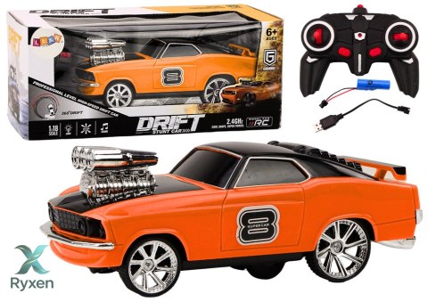Autko Zdalnie Sterowane 1:18 Drift 360 Światła Dźwięki Pomarańczowy LEAN TOYS